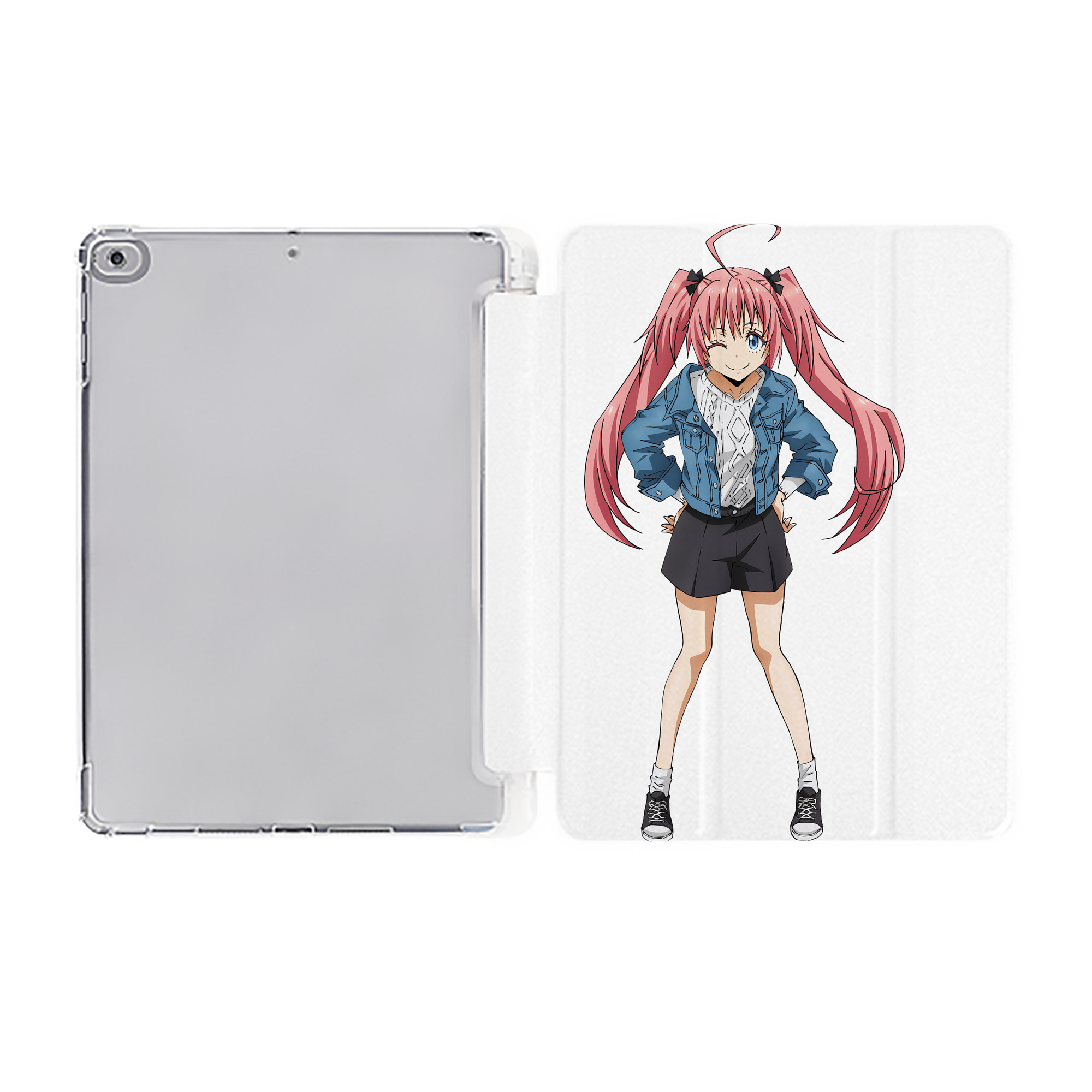 （画像用） 転スラ Regarding Reincarnated to Slime IPad ケース ペン収納付き 三つ折りスタンド PUレザー×シリコン 対応機種9.5/10.5/10.9インチ